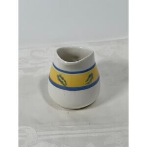 La Primula S.R.I.  Italian Creamer pitcher yellow and blue floral stoneware